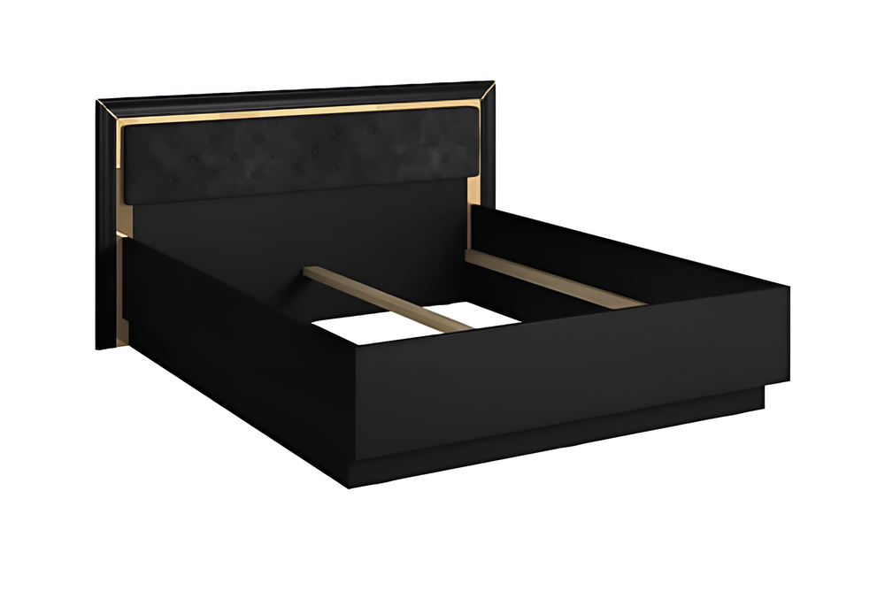 Chic Arno Bed Frame EU King in Black & Gold Trimming - Contemporary Luxury