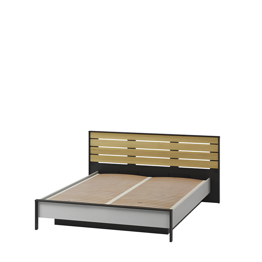 Gris Ottoman Bed EU King Size 160x200cm with Spacious Underbed Storage and LED Lighting