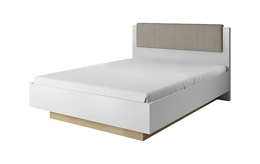 Arco Contemporary Bed Frame EU King Size White Gloss and Grandson Oak Effect