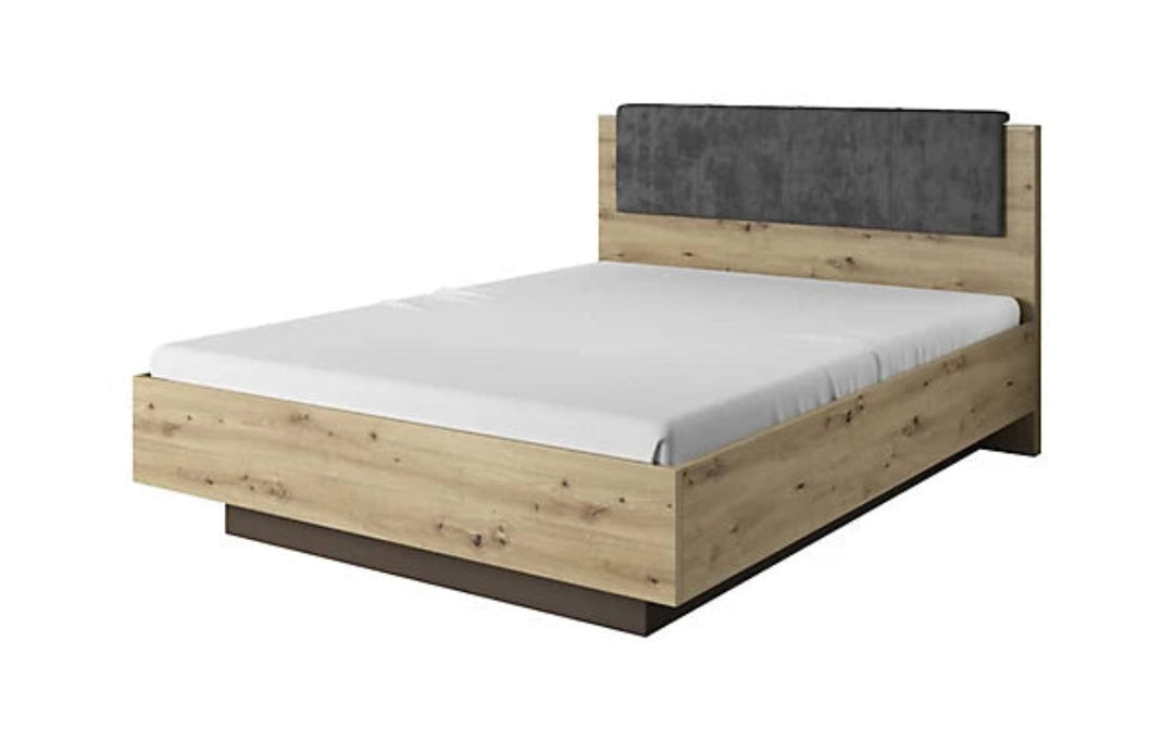 Arco Contemporary Bed Frame EU King Size Graphite and Artisan Oak Effect L2110mm H1050mm W1650mm