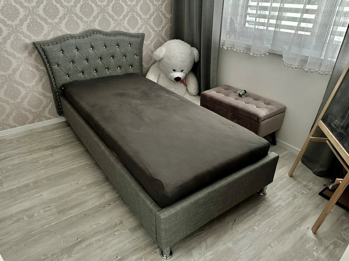 Bed Fabric Metz 90 x 200 cm Light Grey Dares