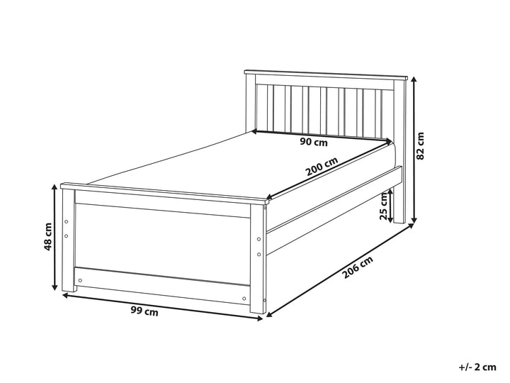Bed Pine Wood  90 x 200 cm Light Brown Bedfo