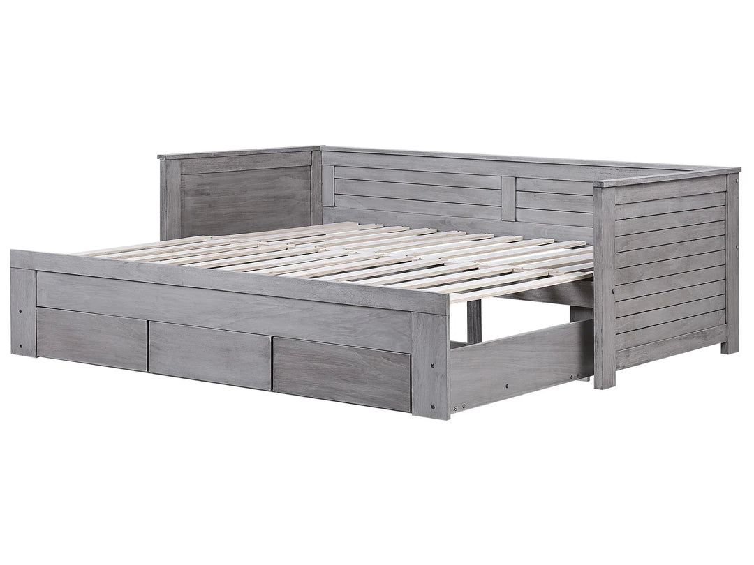 Bed with Storage Drawers Wood 90 x 200 cm Grey Codmar