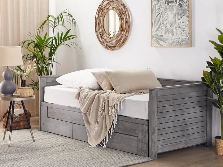 Bed with Storage Drawers Wood 90 x 200 cm Grey Codmar