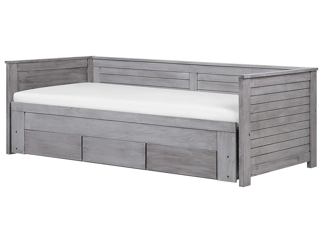 Bed with Storage Drawers Wood 90 x 200 cm Grey Codmar