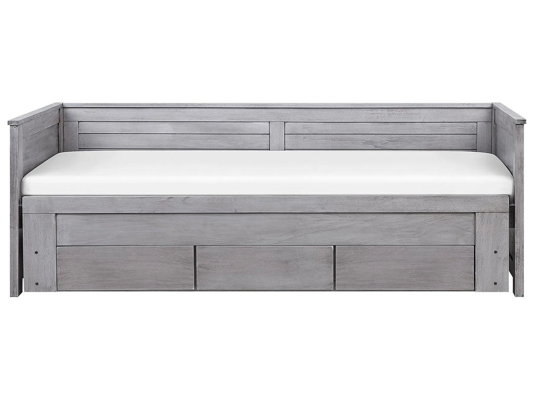 Bed with Storage Drawers Wood 90 x 200 cm Grey Codmar