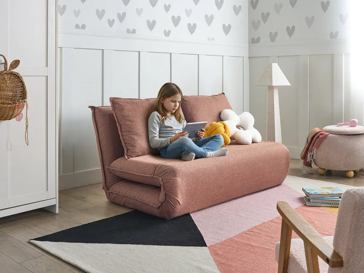 Sofa Bed 2 Seater Faux Linen Light Brown Aurelia