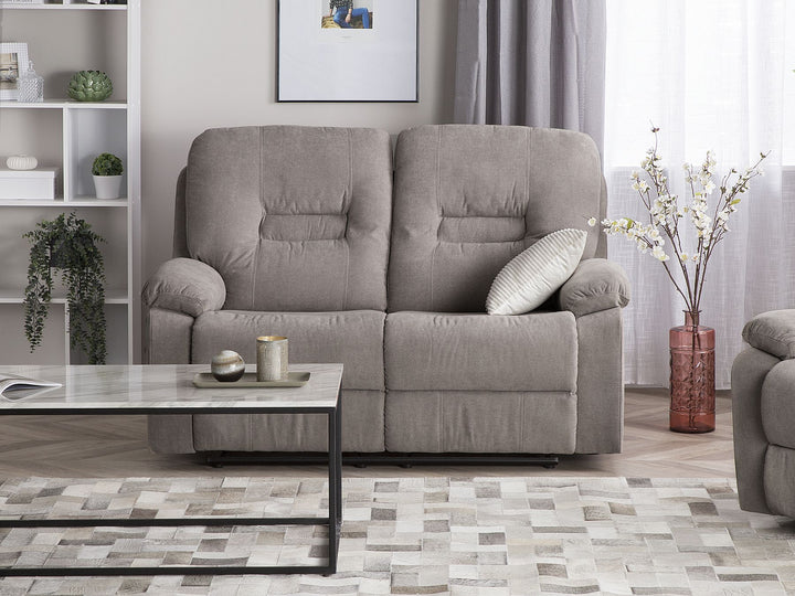 Bergen 2 Seater Fabric Manual Recliner Sofa Taupe Beige