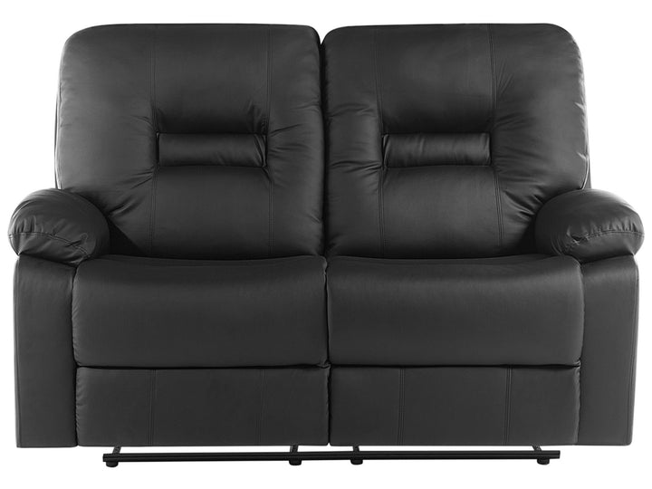 Bergen 2 Seater Faux Leather Manual Recliner Sofa Black