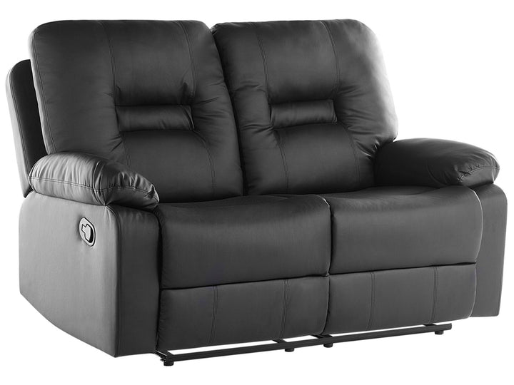 Bergen 2 Seater Faux Leather Manual Recliner Sofa Black