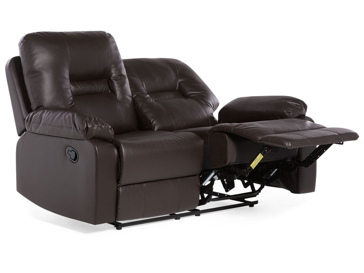 Bergen 2 Seater Faux Leather Manual Recliner Sofa Brown