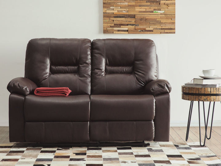 Bergen 2 Seater Faux Leather Manual Recliner Sofa Brown