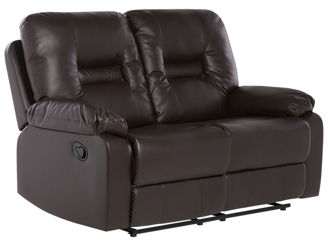 Bergen 2 Seater Faux Leather Manual Recliner Sofa Brown