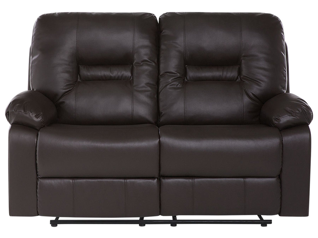 Bergen 2 Seater Faux Leather Manual Recliner Sofa Brown