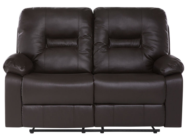 Bergen 2 Seater Faux Leather Manual Recliner Sofa Brown