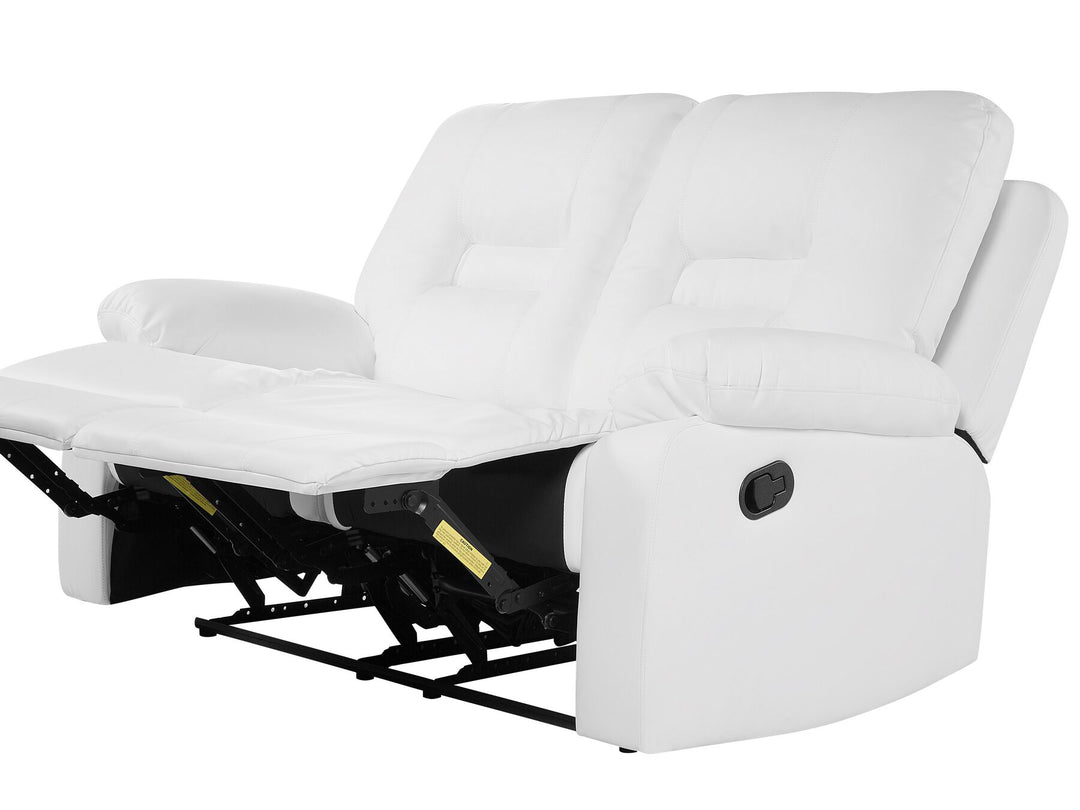 Bergen 2 Seater Faux Leather Manual Recliner Sofa White