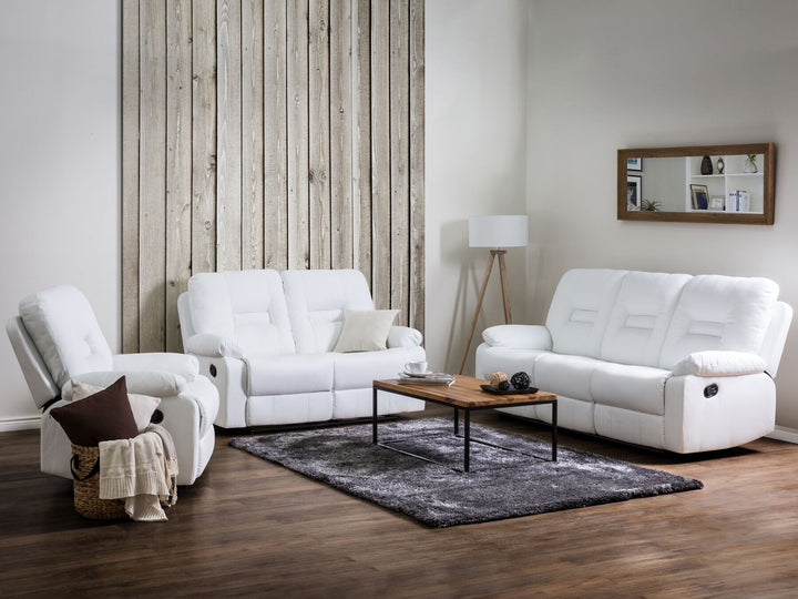 Bergen 2 Seater Faux Leather Manual Recliner Sofa White