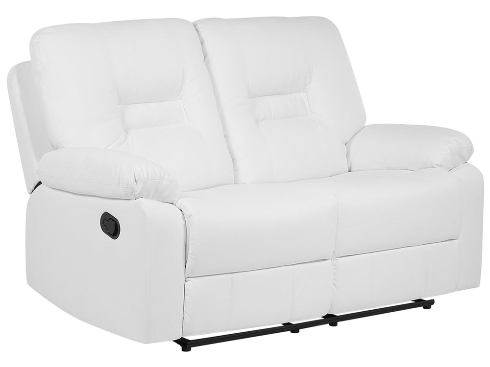 Bergen 2 Seater Faux Leather Manual Recliner Sofa White