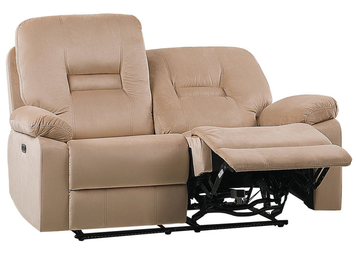 Bergen 2 Seater Velvet LED Electric Recliner Sofa with USB Port Beige