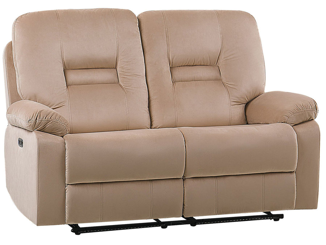 Bergen 2 Seater Velvet LED Electric Recliner Sofa with USB Port Beige