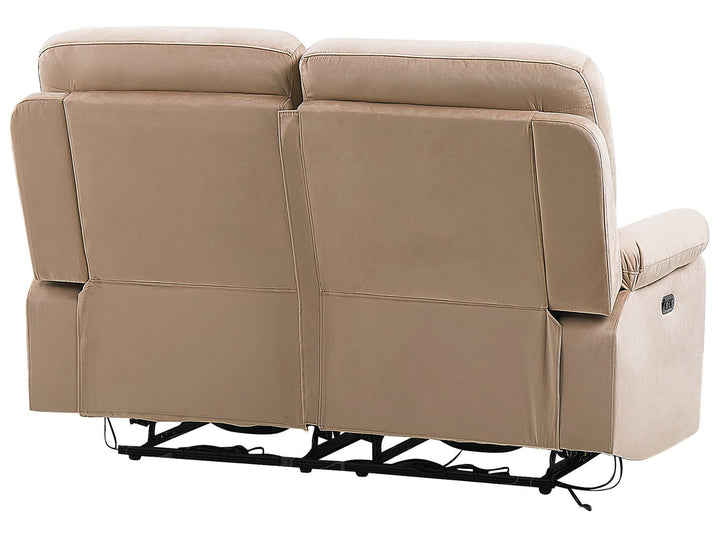 Bergen 2 Seater Velvet LED Electric Recliner Sofa with USB Port Beige