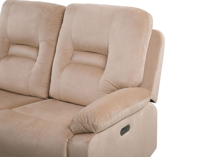 Bergen 2 Seater Velvet LED Electric Recliner Sofa with USB Port Beige