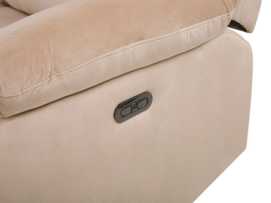 Bergen 2 Seater Velvet LED Electric Recliner Sofa with USB Port Beige