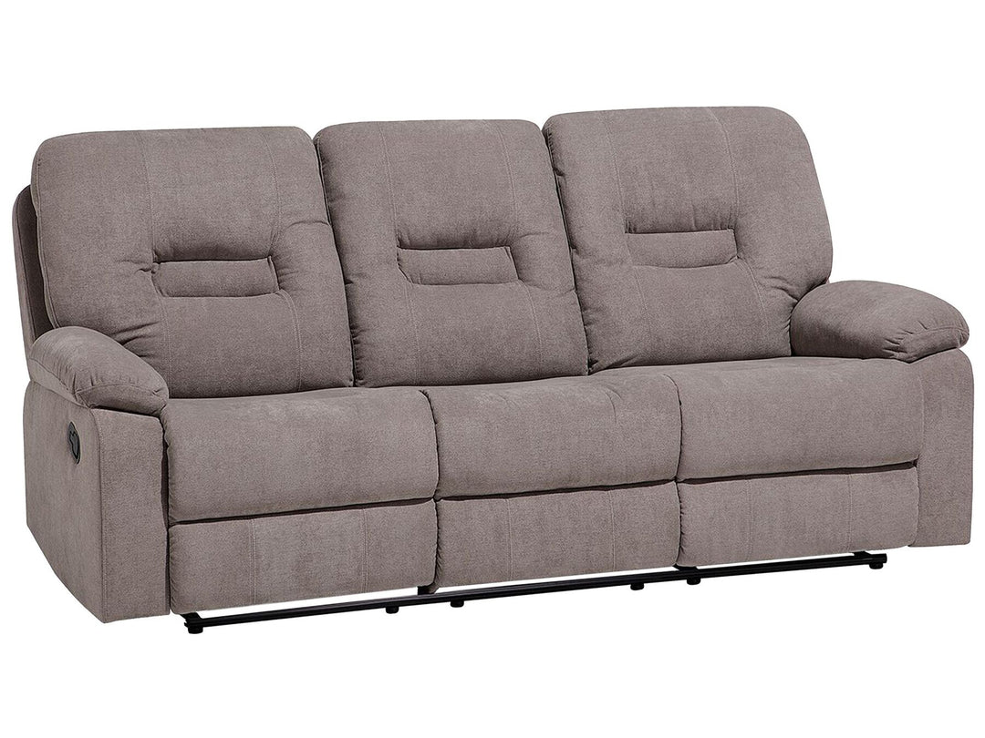 Bergen 3 Seater Fabric Manual Recliner Sofa Taupe Beige