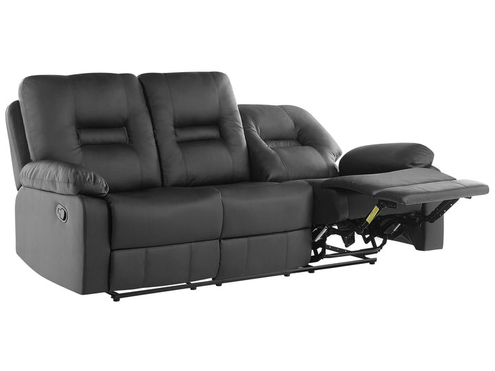 Bergen 3 Seater Faux Leather Manual Recliner Sofa Black