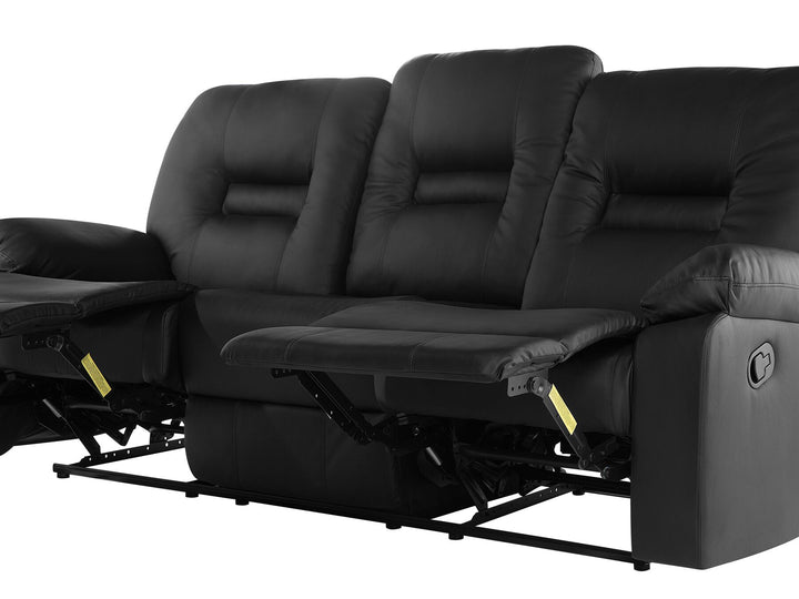 Bergen 3 Seater Faux Leather Manual Recliner Sofa Black