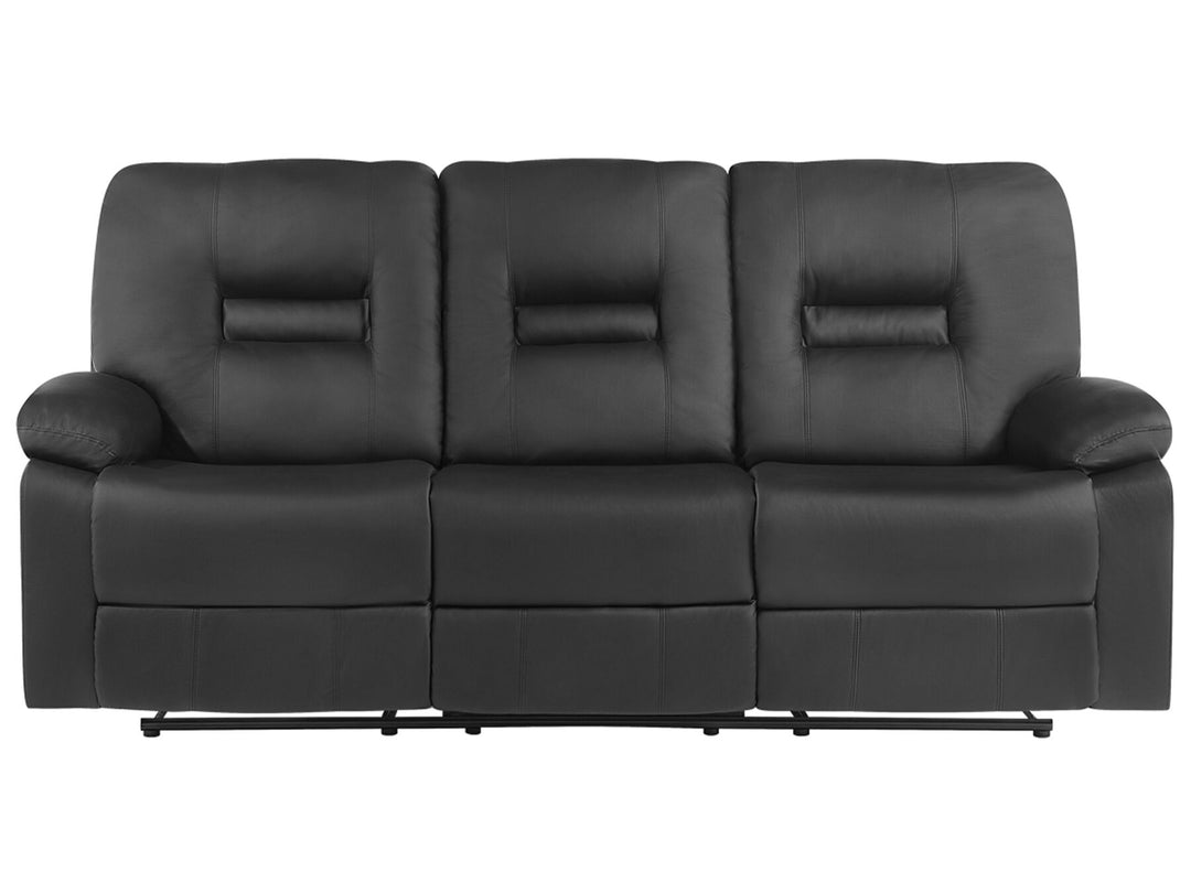 Bergen 3 Seater Faux Leather Manual Recliner Sofa Black