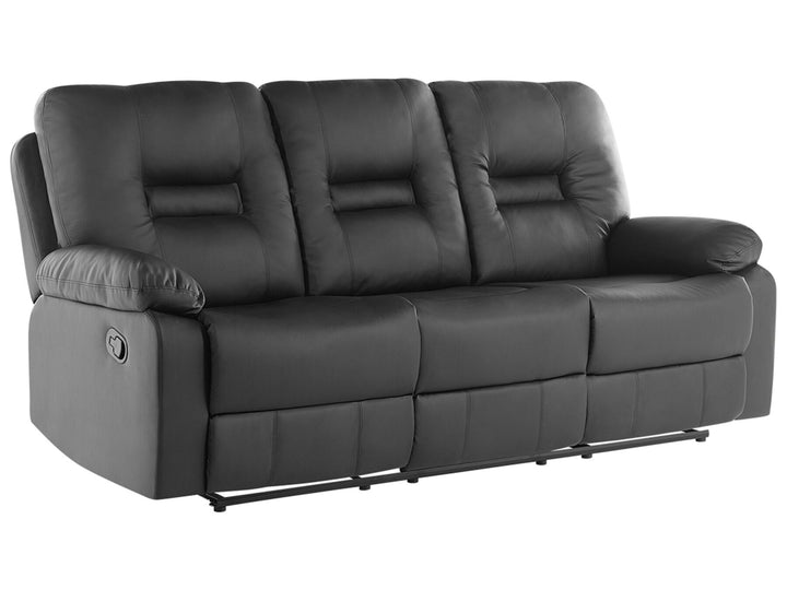 Bergen 3 Seater Faux Leather Manual Recliner Sofa Black