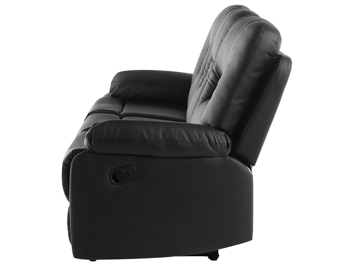 Bergen 3 Seater Faux Leather Manual Recliner Sofa Black