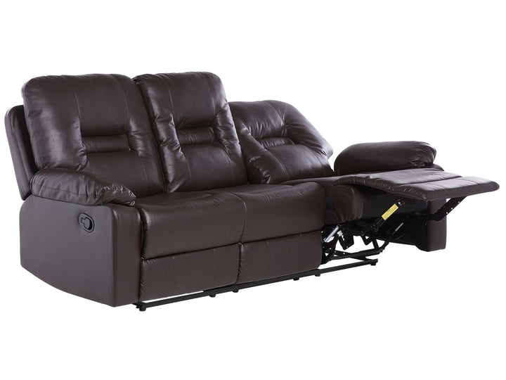 Bergen 3 Seater Faux Leather Manual Recliner Sofa Brown