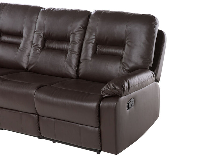 Bergen 3 Seater Faux Leather Manual Recliner Sofa Brown