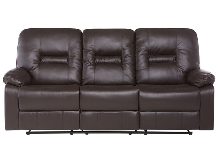 Bergen 3 Seater Faux Leather Manual Recliner Sofa Brown