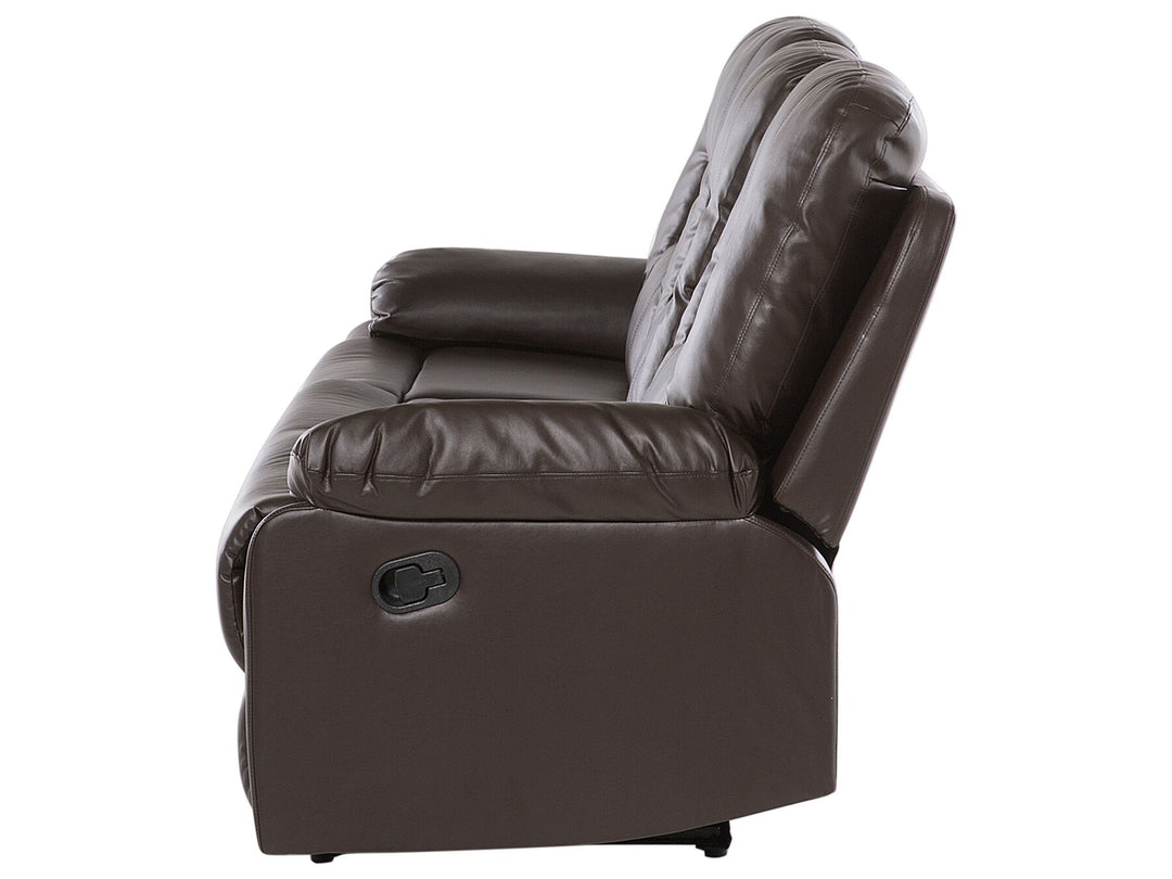 Bergen 3 Seater Faux Leather Manual Recliner Sofa Brown