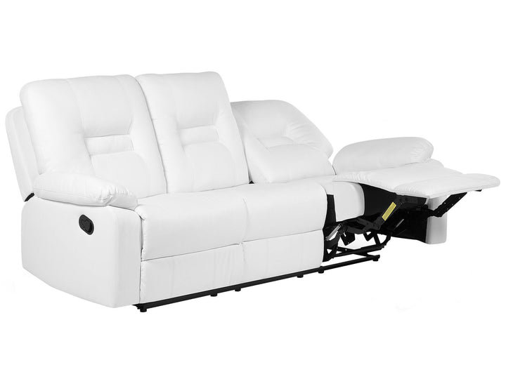 Bergen 3 Seater Faux Leather Manual Recliner Sofa White