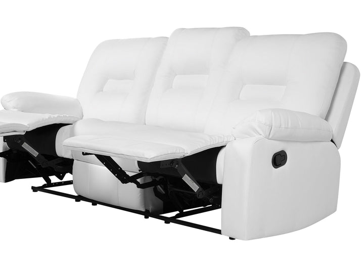 Bergen 3 Seater Faux Leather Manual Recliner Sofa White