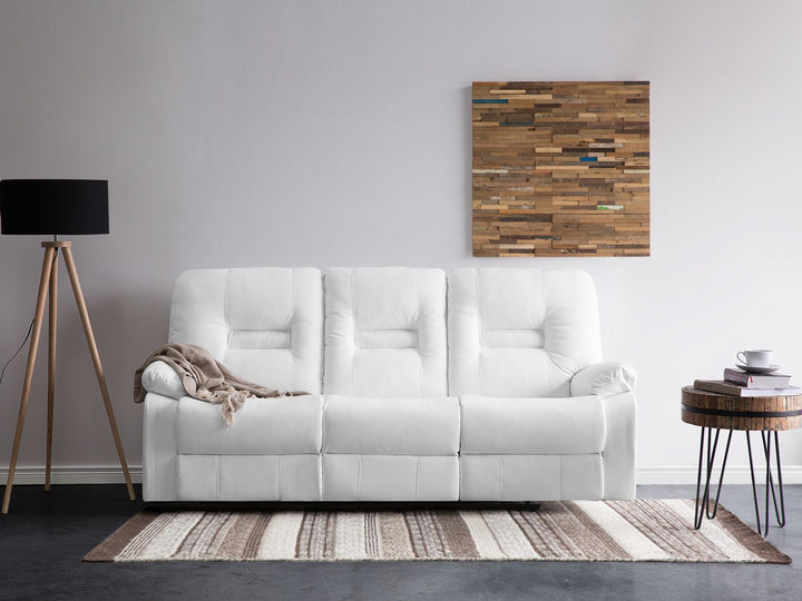 Bergen 3 Seater Faux Leather Manual Recliner Sofa White