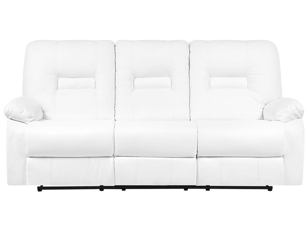 Bergen 3 Seater Faux Leather Manual Recliner Sofa White