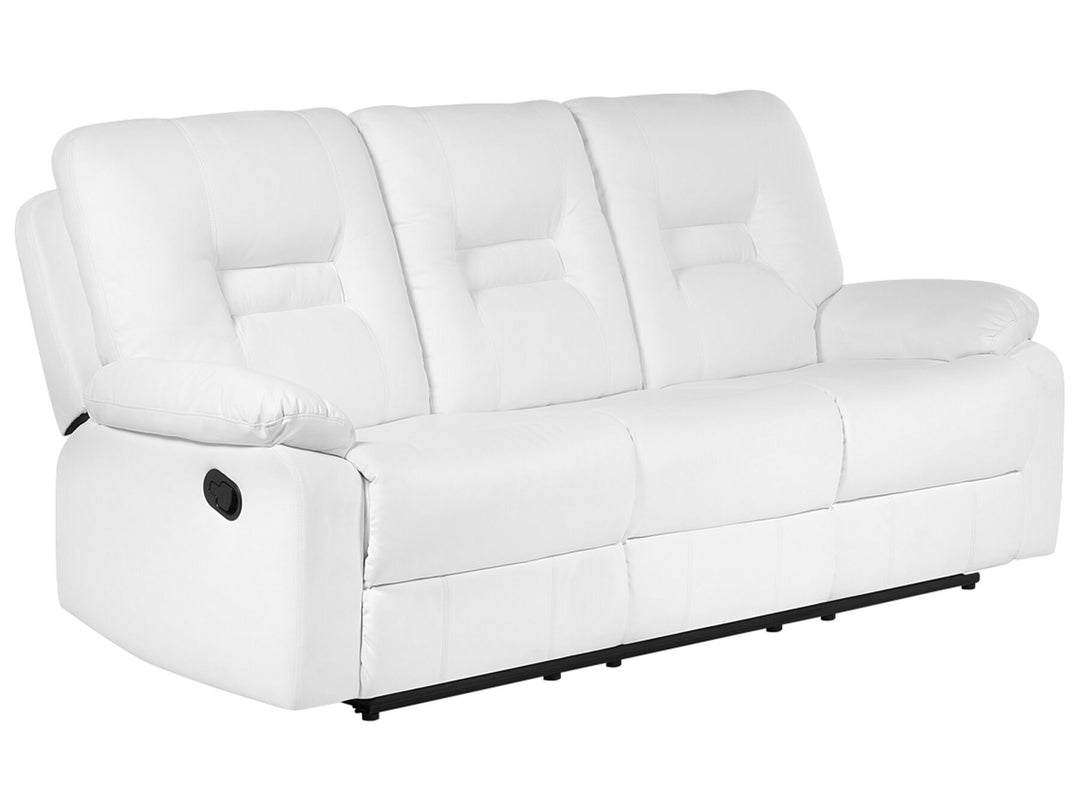 Bergen 3 Seater Faux Leather Manual Recliner Sofa White