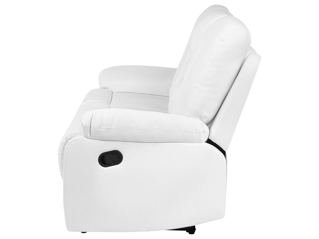 Bergen 3 Seater Faux Leather Manual Recliner Sofa White