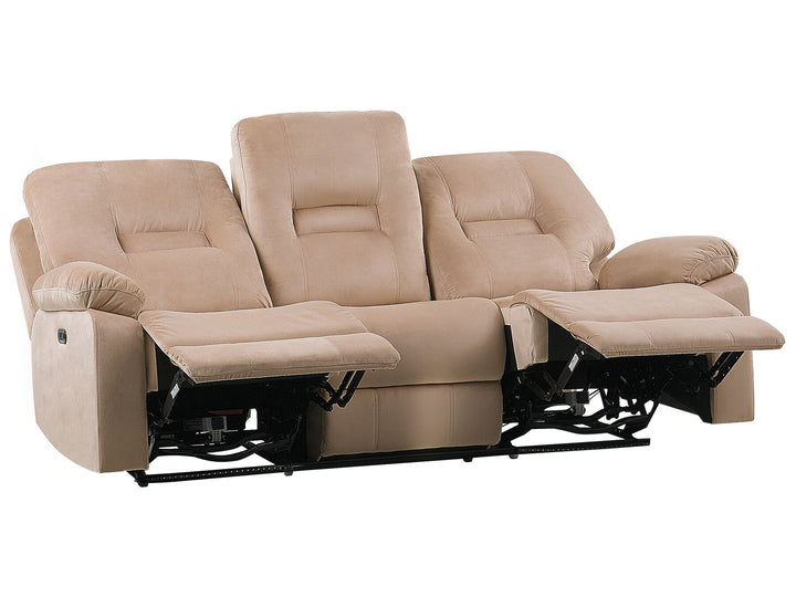 Bergen 3 Seater Velvet LED Electric Recliner Sofa with USB Port Beige