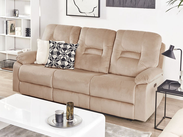 Bergen 3 Seater Velvet LED Electric Recliner Sofa with USB Port Beige