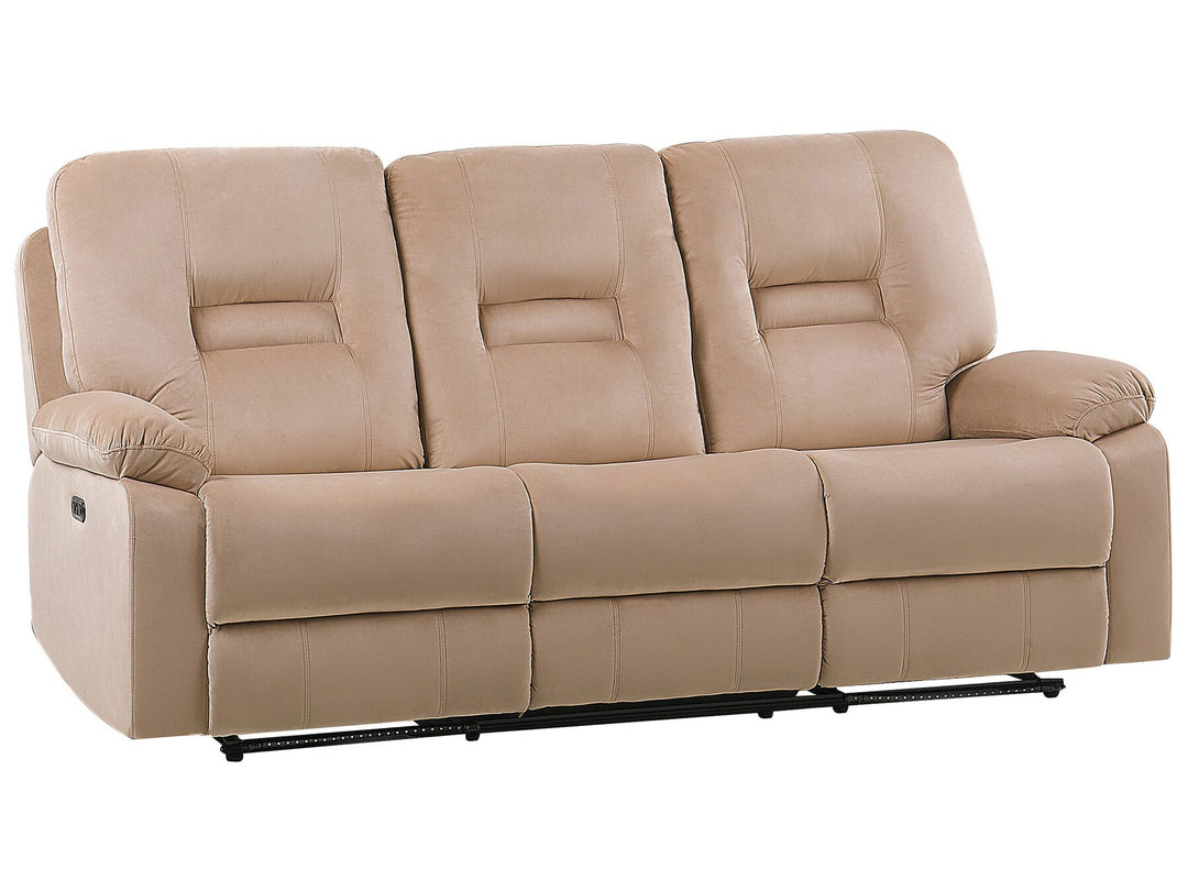 Bergen 3 Seater Velvet LED Electric Recliner Sofa with USB Port Beige