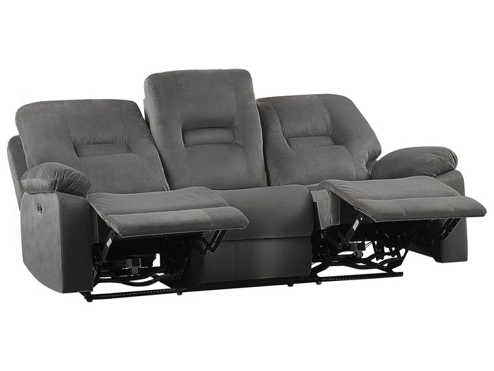 Bergen 3 Seater Velvet LED Electric Recliner Sofa with USB Port Grey