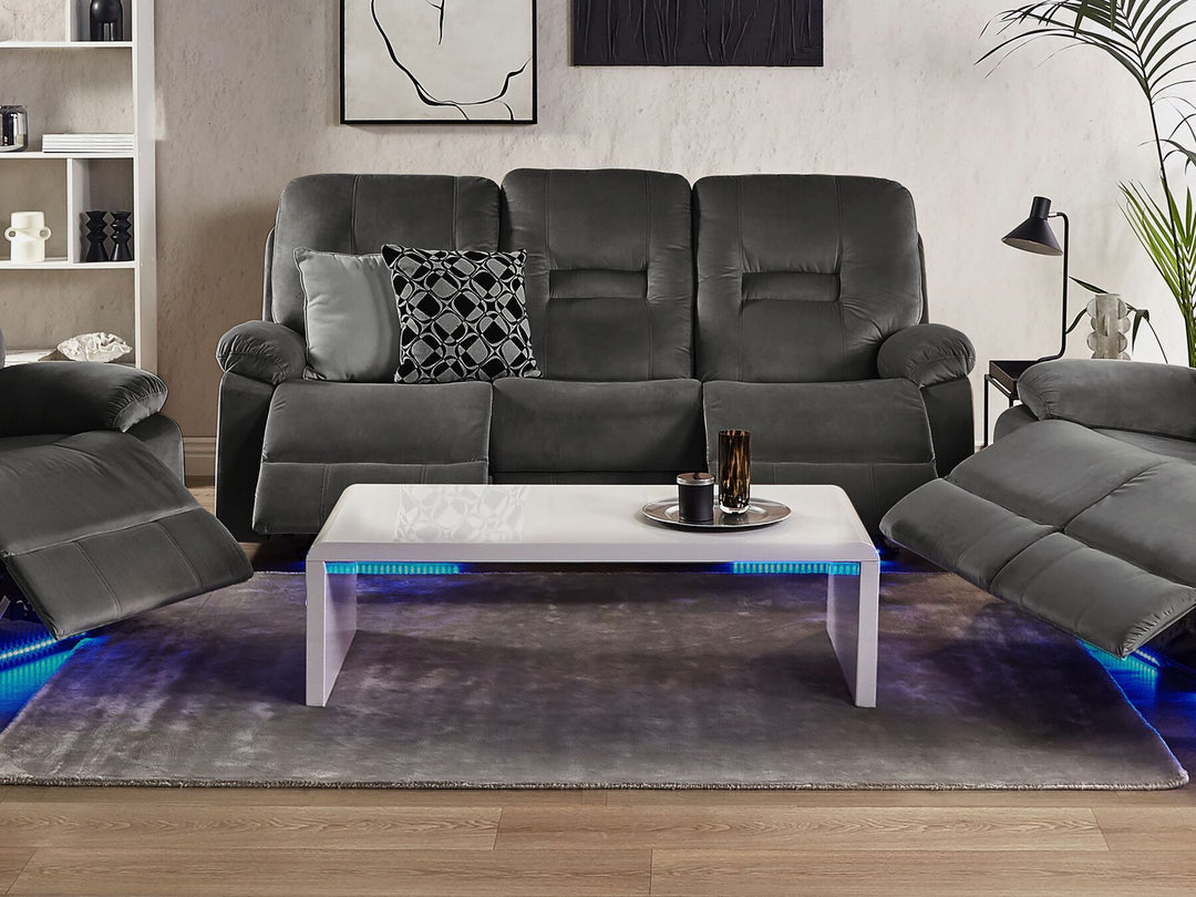 Bergen 3 Seater Velvet LED Electric Recliner Sofa with USB Port Grey