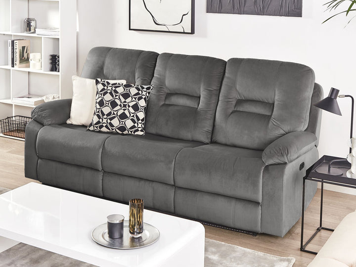 Bergen 3 Seater Velvet LED Electric Recliner Sofa with USB Port Grey