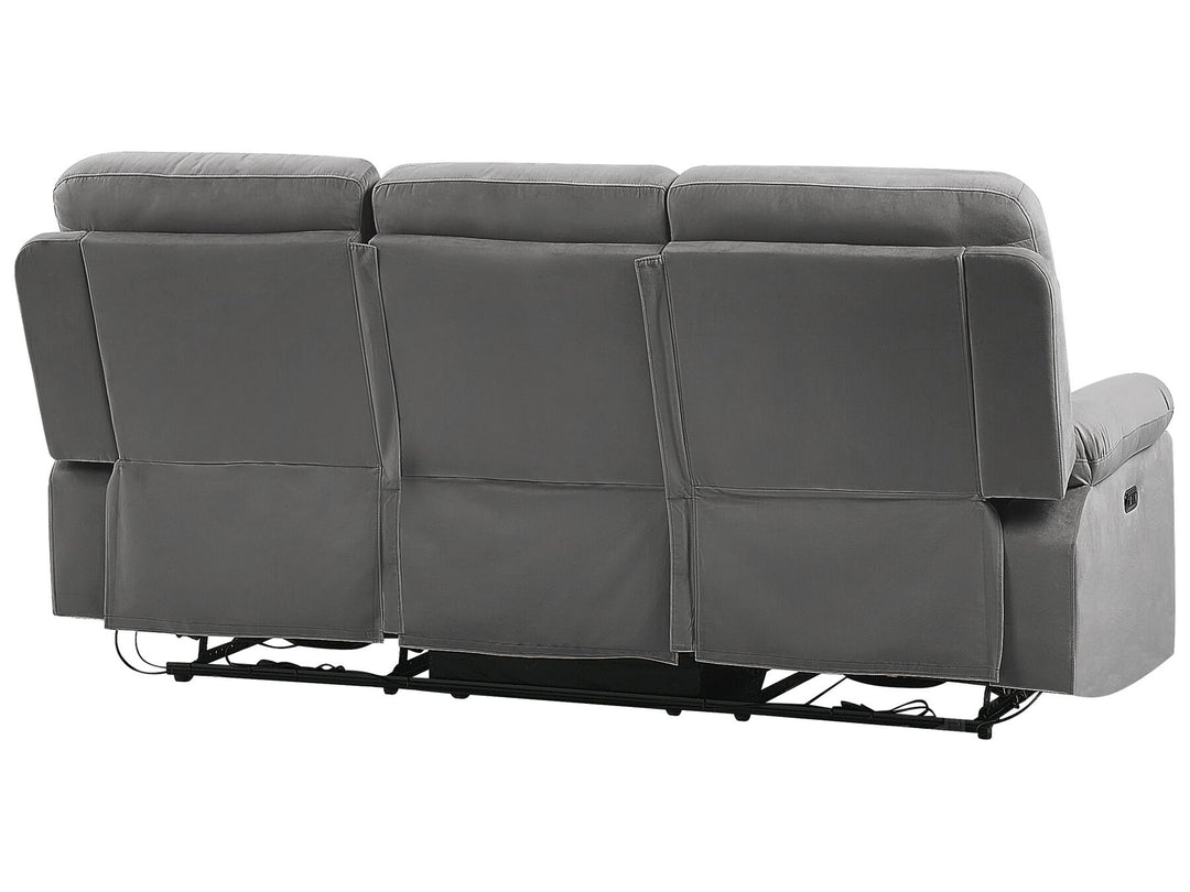 Bergen 3 Seater Velvet LED Electric Recliner Sofa with USB Port Grey